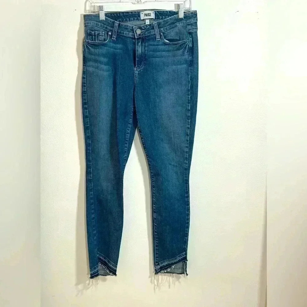 PAIGE VERDUGO ANKLE deconstructed hem MidRise  straight skinny size 31 - Picture 2 of 9